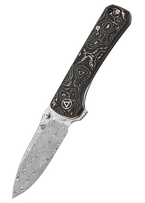 Taschenmesser Hawk, Damast Klinge, Copper Foil CF Griff