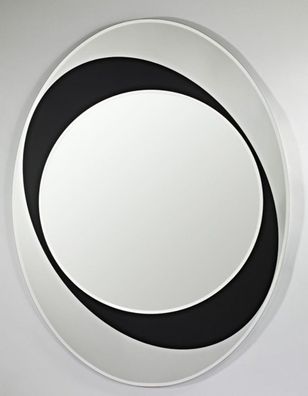 Casa Padrino Designer Spiegel Schwarz / Weiß 83 x H. 110 cm - Luxus Kollektion