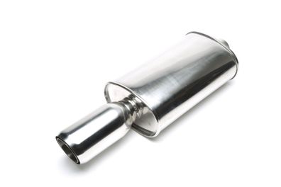 TA Technix Edelstahl Sportendschalldämpfer Universal 90 75MM RUND SCHARF SCHRÄG