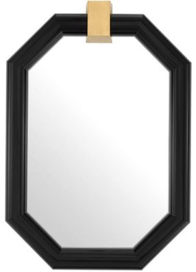 Casa Padrino Luxus Wandspiegel Schwarz / Messing 105 x 15 x H. 151 cm - Achteckiger M