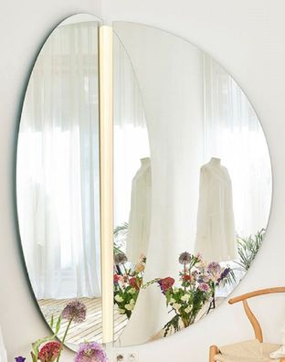 Casa Padrino Luxus Eckspiegel 150 x 3,5 x H. 150 cm - Eck Wandspiegel mit LED Streife
