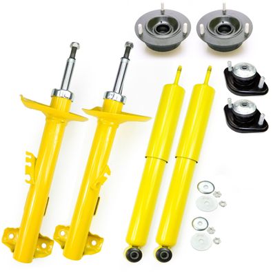 4 SPORT-STOßDÄMPFER VORNE + HINTEN + 4 Domlager VA HA - FÜR BMW 3ER E36 Compact