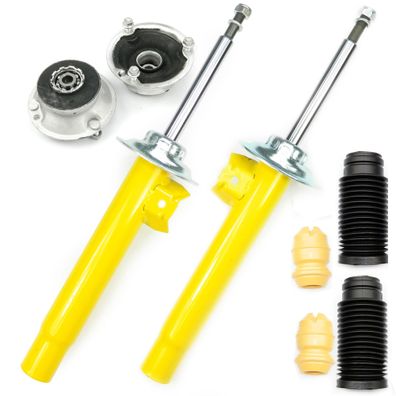 2 SPORT-STOßDÄMPFER VORNE Vorderachse + Domlager + Staubschutz - FÜR BMW 3ER E46