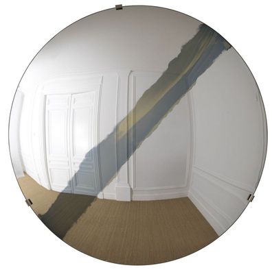 Casa Padrino Luxus Spiegel mit blauem Streifen Ø 119 cm - Runder konkaver Wandspiegel