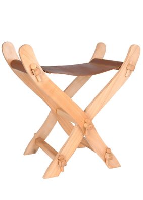 Mittelalter-Scherenstuhl mit Ledersitz