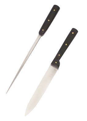 Mittelalterliches Tafelmesser mit Pfriem, rostfrei