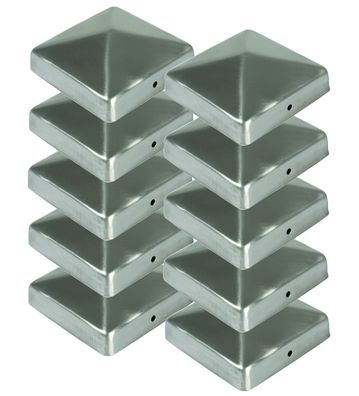 10x Edelstahl Pfostenkappe Pyramide 71x71mm Zaunkappe Zierkappe Pfahl Zaun Kappe