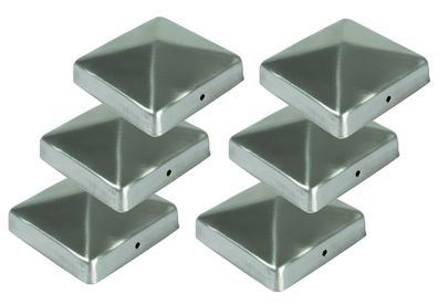 6x Edelstahl Pfostenkappe Pyramide 91x91mm Zaunkappe Zierkappe Pfahl Holzzaun