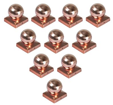 10x Kupfer Pfostenkappe Kugel 90x90 mm Zaunkappe Zierkappe Pfahl Kappe Abdeckung