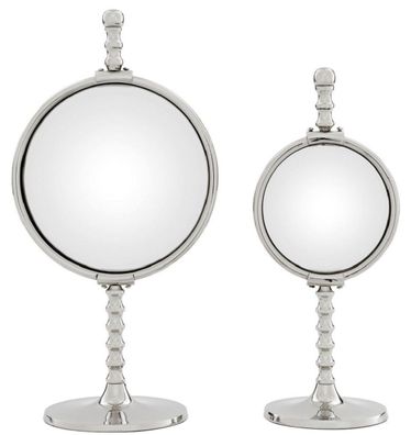 Casa Padrino Luxus Spiegel Set Silber - 2 Tischspiegel mit konvexem Spiegelglas - Dek