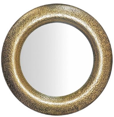 Casa Padrino Luxus Spiegel Gold Ø 120 cm - Runder Glasfaser Wandspiegel - Wohnzimmer