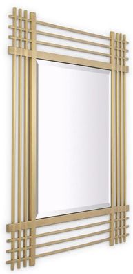 Casa Padrino Luxus Edelstahl Wandspiegel Messingfarben 100 x 3 x H. 100 cm - Wohnzimm