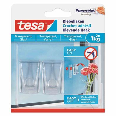 Klebehaken Glas, 2 x 1 kg, transparent