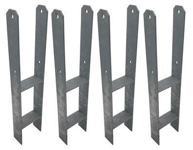4er Set H-Anker Pfostenträger feuerverzinkt 116 / 600 mm H-Träger Pfostenanker