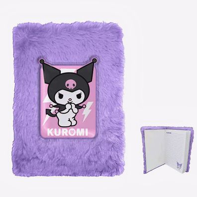 Kuromi Plüsch Notizbuch Tagebuch Freundschaftsbuch 21x15x2 cm Rosa A5 NEU
