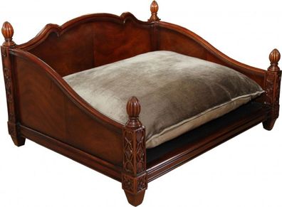 Casa Padrino Barock Luxus Hunde & Katzen Sofa aus massivem Eichenholz Braun - Hundebe