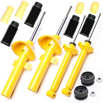 4X SPORT-STOßDÄMPFER Gasdruck VORNE HINTEN + Domlager VA Staubkappen - FIESTA 4