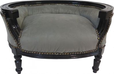 Barock Hunde & Katzen Sofa Grau/Schwarz Hundebett & Katzenbett