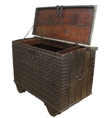 Casa Padrino Antik Stil Massivholz Truhe - L122 x B75 x H91 cm - Antiquität