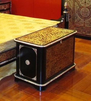 Casa Padrino Luxus Barock Boulle Truhe Schwarz / Rot / Gold / Silber - Handgefertigte