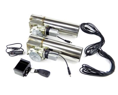 DUALES Klappenauspuff-system / 2-ER SET, Edelstahl + Fernbedienung, 76MM GERADE