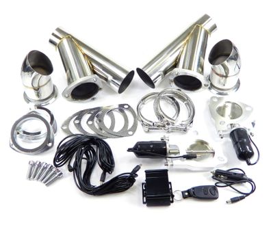 DUALES Klappenauspuff-system / 2-ER SET, Edelstahl + Zusatzrohr - 76MM | KLAPPE