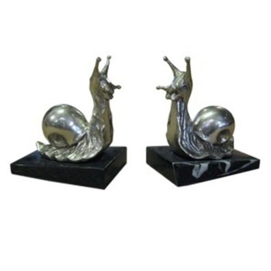 Casa Padrino Luxus Bücherstützen Art Deco Schnecken aus Bronze auf Marmorsockel - Büc