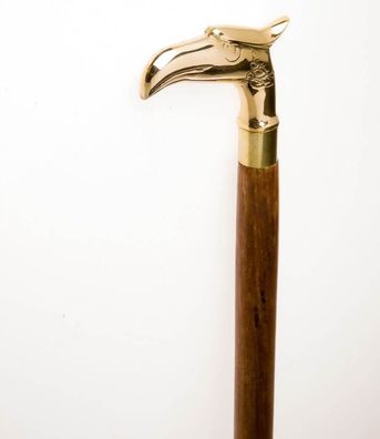 Spazierstock Holz Wanderstock Flanierstock Adler Griff Goldfarben