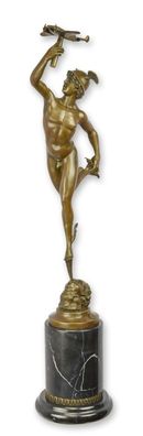 Bronzeskulptur Gott Hermes Merkur Flugzeug Replikat Retro Design Dekoration