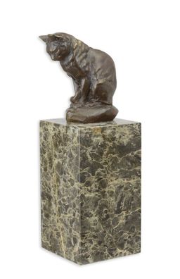 Bronzeskulptur Katze nach Carvin Replikat Retro Design Dekoration