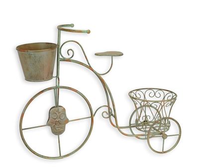 Pflanzkübel in Fahrrad Form Eisen rötlich-grün Replikat Retro Design Dekoration