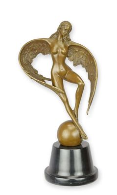 Bronzeskulptur Frau mit Flügeln Replikat Retro Design Dekoration
