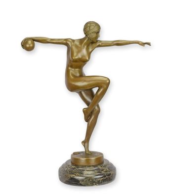 Bronzeskulptur Tänzerin mit Ball nach Guiraud Riviere Replikat Retro Design Dekoratio