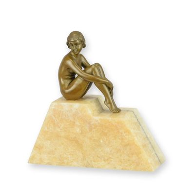 Bronzeskulptur sitzende Frau Akt Erotik Replikat Retro Design Dekoration