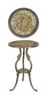 Blumentisch Beistelltisch Gusseisen bronze/gold Replikat Retro Design Dekoration