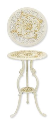 Blumentisch Beistelltisch Gusseisen weiß/gold Replikat Retro Design Dekoration