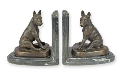 Paar Buchstützen Bulldogge aus Bronze Replikat Retro Design Dekoration
