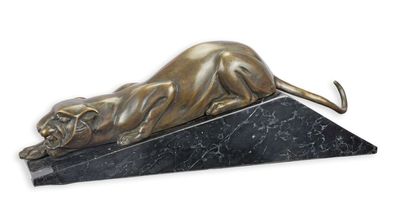 Bronzeskulptur Panther Raubtier Replikat Retro Design Dekoration
