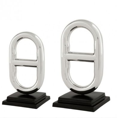 Casa Padrino Luxus Dekoration 2er Set Nickel Finish Buckle aus der Luxus Kollektion v