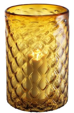 Casa Padrino Luxus Glas Kerzenleuchter Gelb Ø 27 x H. 44 cm - Hotel & Restaurant Deko