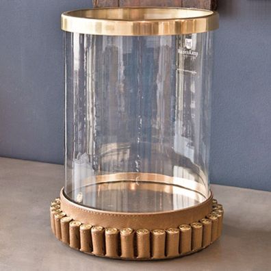Casa Padrino Luxus Kerzenleuchter Vintage Messing im Patronen Design 24 x H. 31 cm