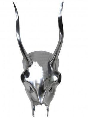 Casa Padrino Designer Geweih Deko Hirsch aus poliertem Aluminium Silber H 45 cm, B 18