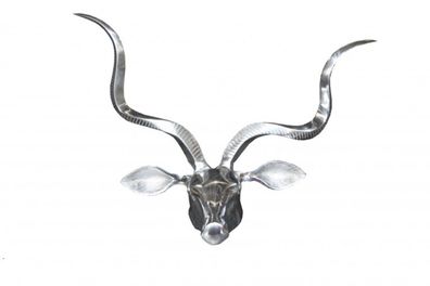Casa Padrino Designer Geweih Deko Hirsch aus poliertem Aluminium Silber H 44 cm, B 56