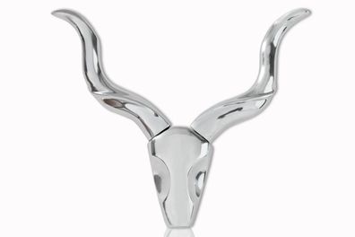 Designer Geweih Style Shine Deko Hirsch aus poliertem Aluminium Wandfigur Geweih Wand