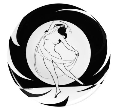 Handgearbeitete Schale aus Porzellan mit einem Motiv von Audrey Beardsley "Tanzende F