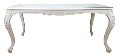 Casa Padrino Barock Luxus Esstisch Weiss 240 x 100 x H. 81 cm - Esszimmertisch mit Gl