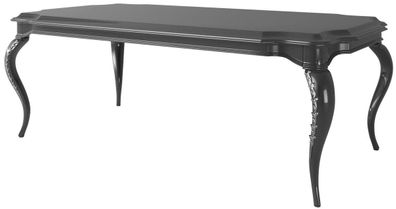 Casa Padrino Luxus Barock Esstisch Schwarz / Silber 220 x 115 x H. 78 cm - Edler Essz