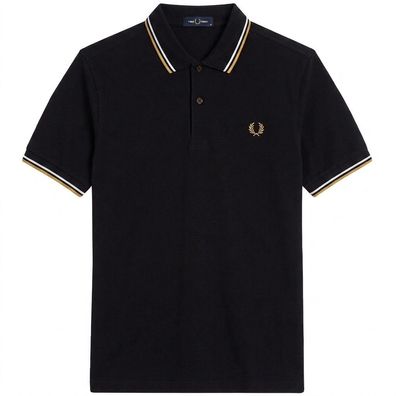 Fred Perry Poloshirt T-shirt Kurzarm Polohemd Herren Schwarz