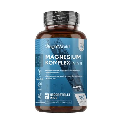 Magnesium Komplex - 180 vegane Kapseln - 3 Packungen