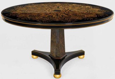 Casa Padrino Luxus Esstisch Schwarz / Bronzefarben / Gold Ø 150 x H. 78 cm - Runder M
